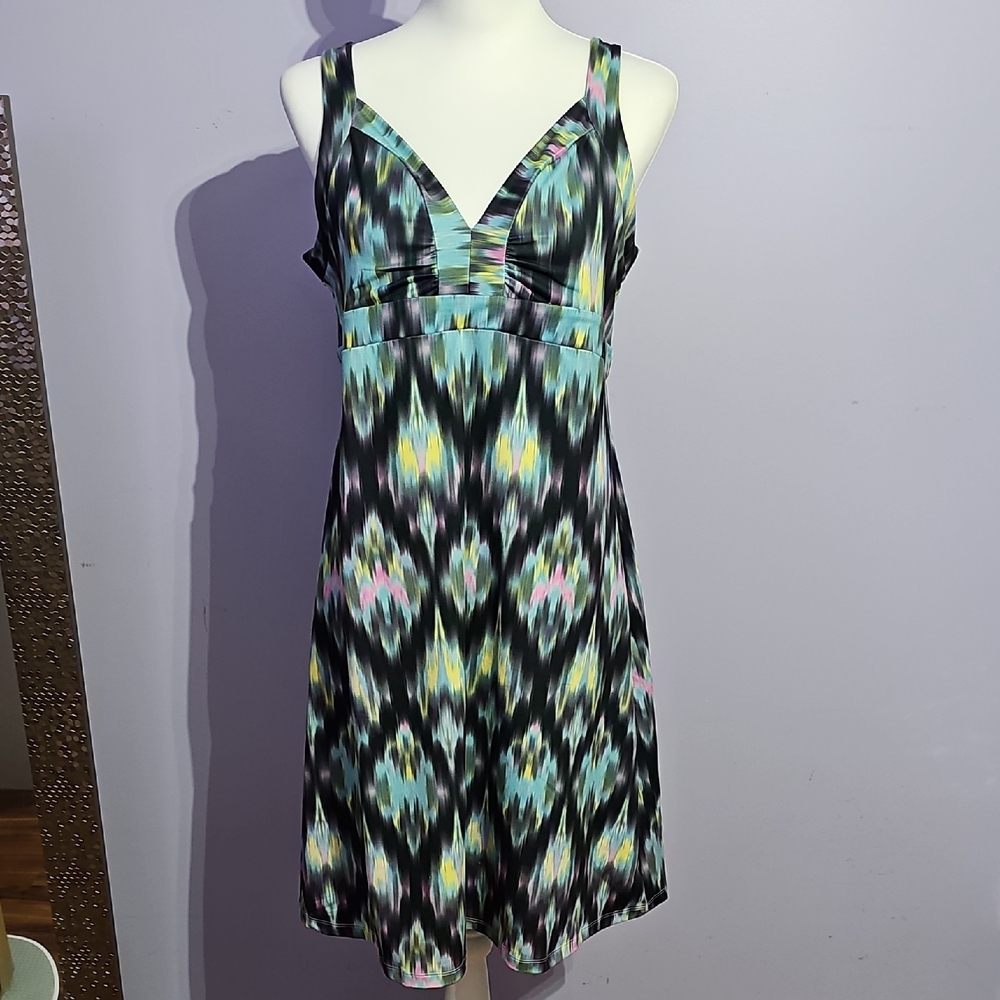 Tehama Multi Color Sleeveless Midi‎ Sundress With Cutout Back in Size L